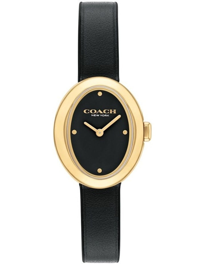 Sammy Calfskin Chalk Dial Watch in Black