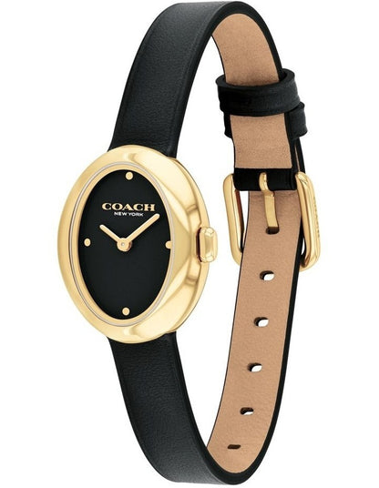 Sammy Calfskin Chalk Dial Watch in Black