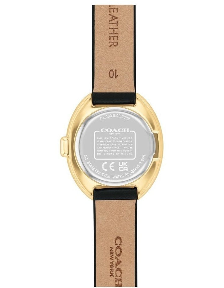 Sammy Calfskin Chalk Dial Watch in Black