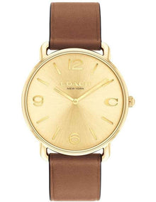 Elliot Saddle Calfskin Dial Watch in Gold