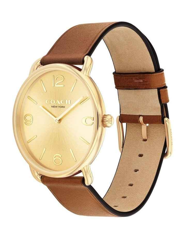 Elliot Saddle Calfskin Dial Watch in Gold
