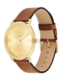 Elliot Saddle Calfskin Dial Watch in Gold