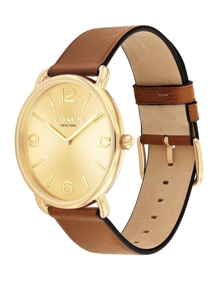 Elliot Saddle Calfskin Dial Watch in Gold