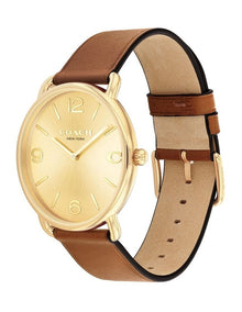 Elliot Saddle Calfskin Dial Watch in Gold
