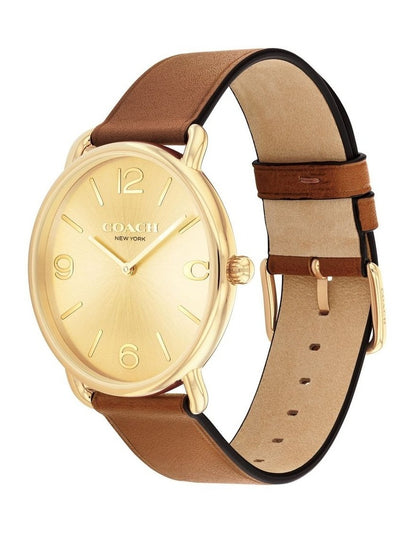 Elliot Saddle Calfskin Dial Watch in Gold