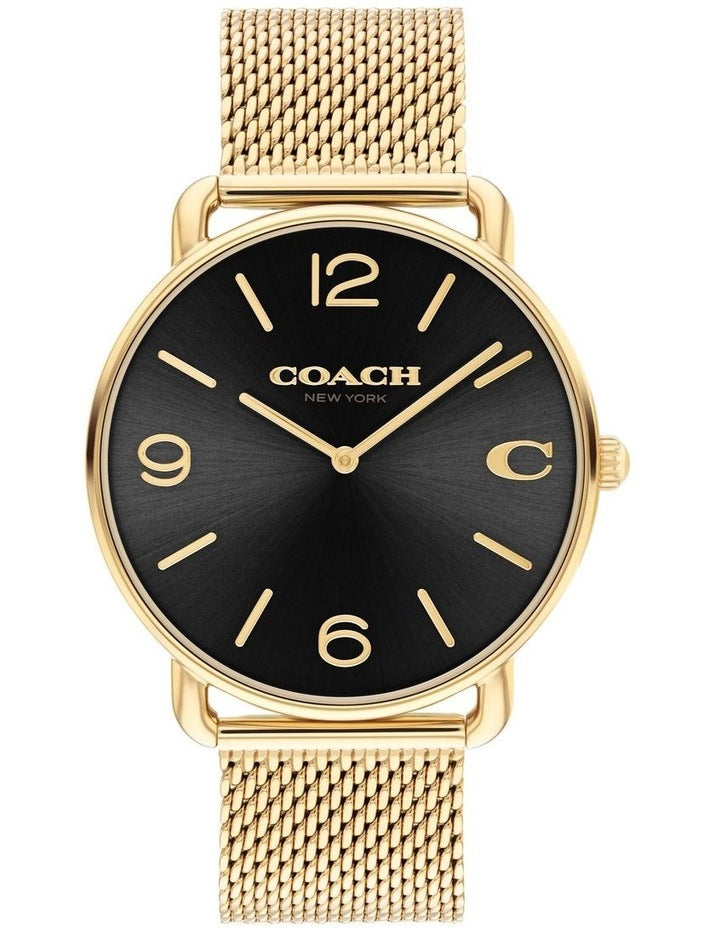 Elliot Ionic Plated Thin Steel Dial Watch in Black