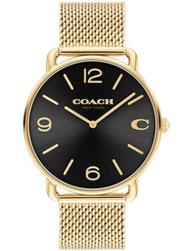 Elliot Ionic Plated Thin Steel Dial Watch in Black