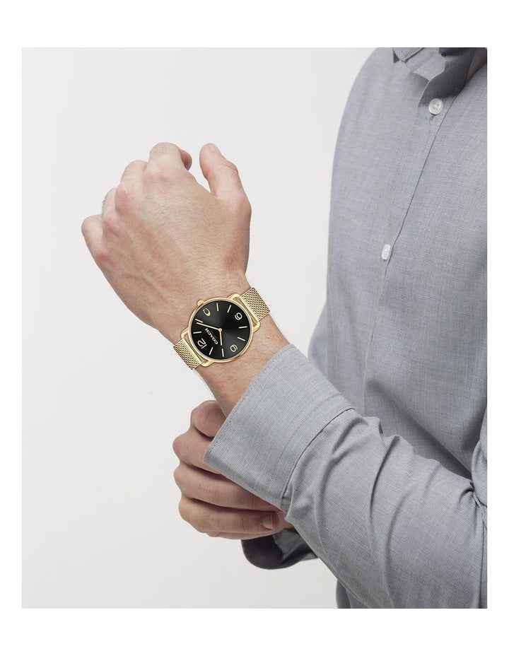 Elliot Ionic Plated Thin Steel Dial Watch in Black