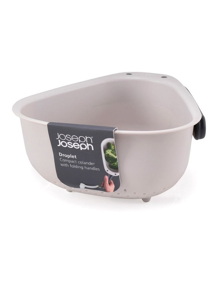Droplet Large Plastic Folding Colander in Stone