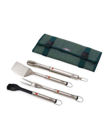 GrillOut Bbq Utensil Set with Case 4 Piece in Stainless Steel