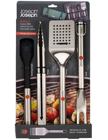 GrillOut Bbq Utensil Set with Case 4 Piece in Stainless Steel