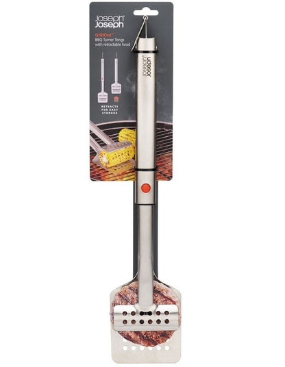 GrillOut BBQ Turner Tongs with Retractable Head