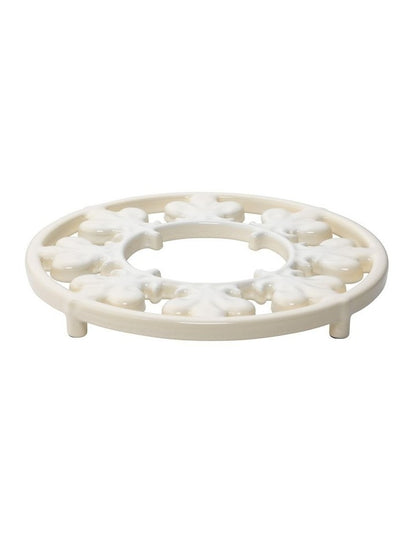 Fleur De Lis Cast Iron Trivet 20cm - White