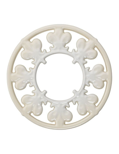 Fleur De Lis Cast Iron Trivet 20cm - White