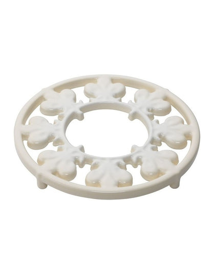 Fleur De Lis Cast Iron Trivet 20cm - White