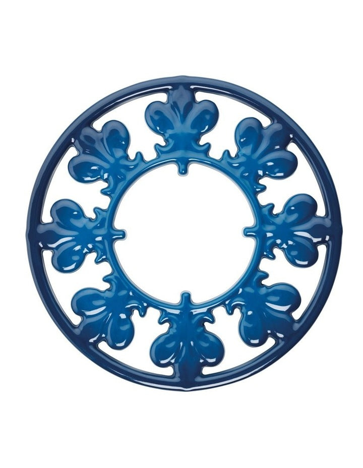 Fleur De Lis Cast Iron Trivet 20cm - Navy