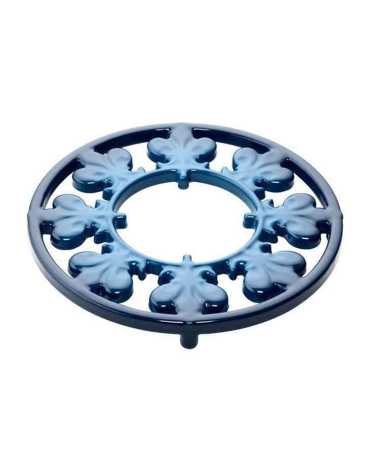 Fleur De Lis Cast Iron Trivet 20cm - Navy