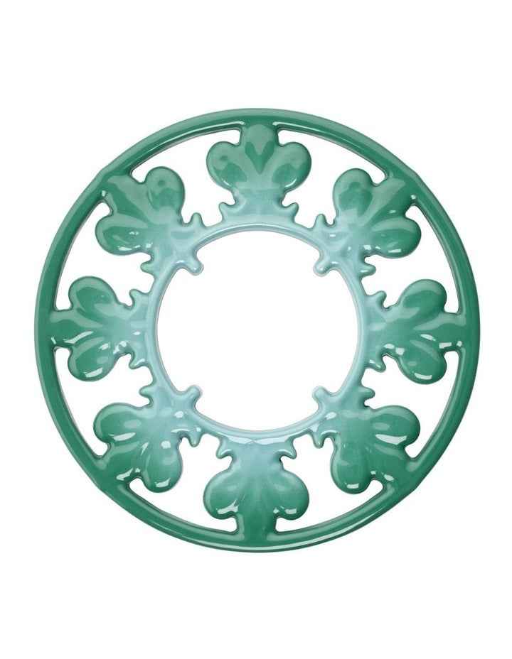 Fleur De Lis Cast Iron Trivet 20cm - Heritage Green