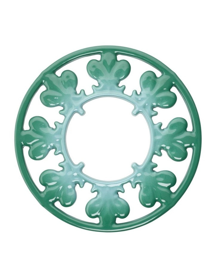 Fleur De Lis Cast Iron Trivet 20cm - Heritage Green