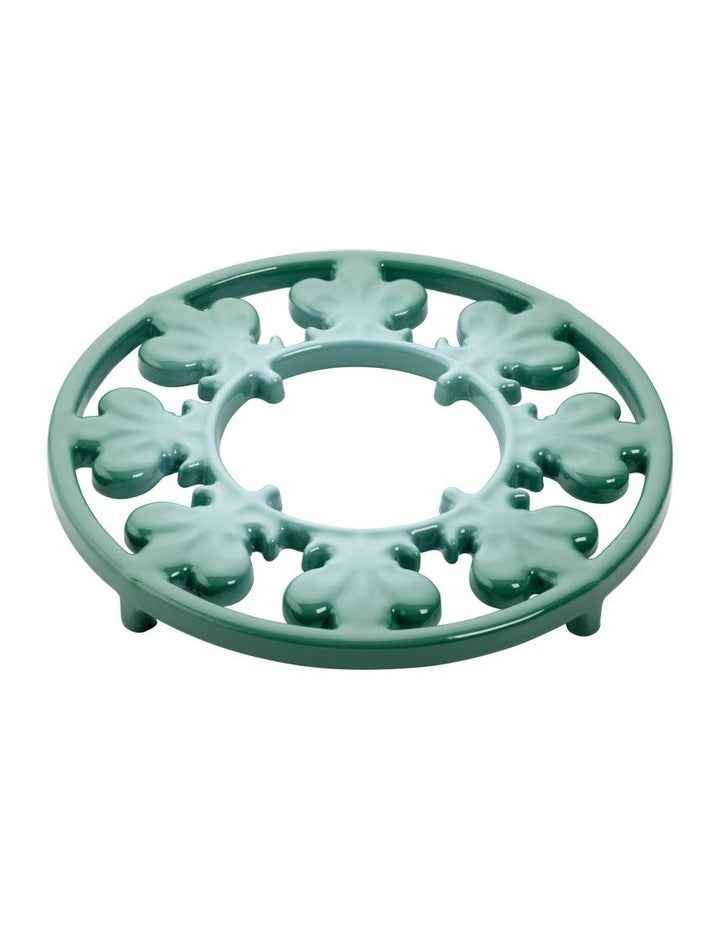 Fleur De Lis Cast Iron Trivet 20cm - Heritage Green