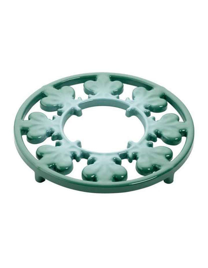 Fleur De Lis Cast Iron Trivet 20cm - Heritage Green