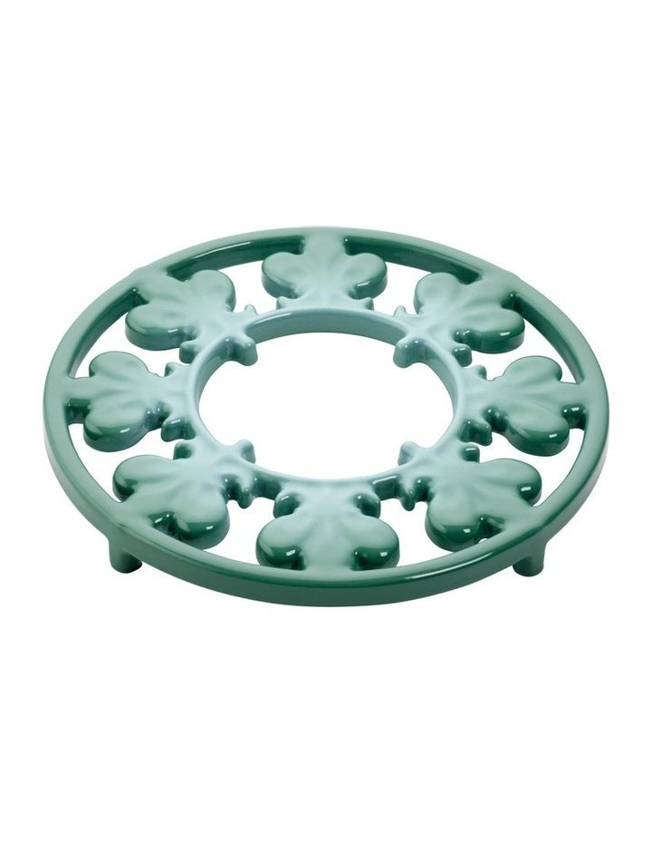 Fleur De Lis Cast Iron Trivet 20cm - Heritage Green