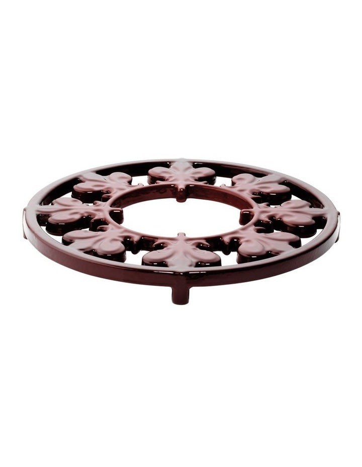 Fleur De Lis Cast Iron Trivet 20cm - Burgundy