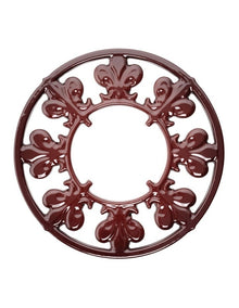 Fleur De Lis Cast Iron Trivet 20cm - Burgundy