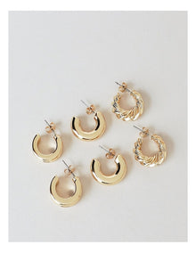 Twist Earrings 3 Pack in Gold