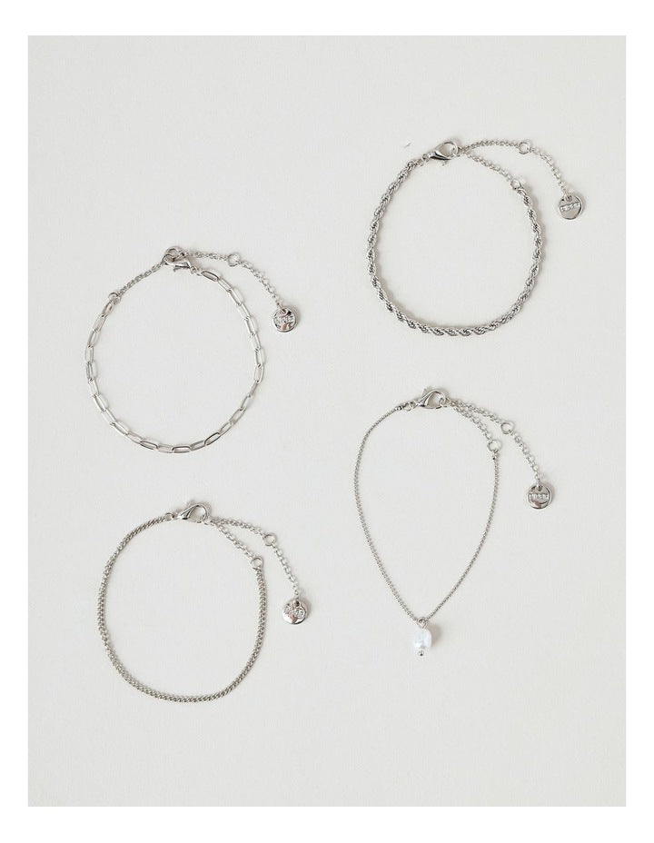 Chain Bracelet Set in Silver