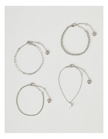 Chain Bracelet Set in Silver