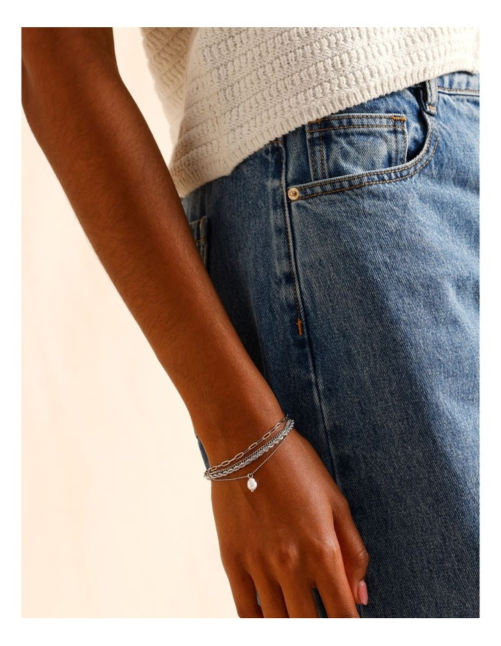 Chain Bracelet Set in Silver