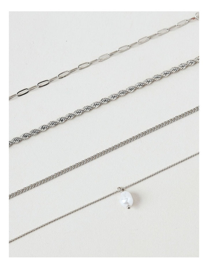 Chain Bracelet Set in Silver