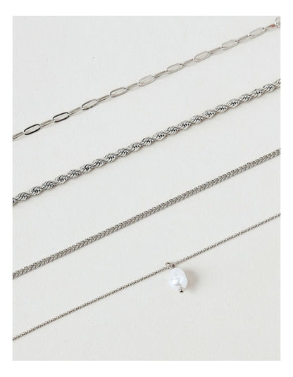 Chain Bracelet Set in Silver