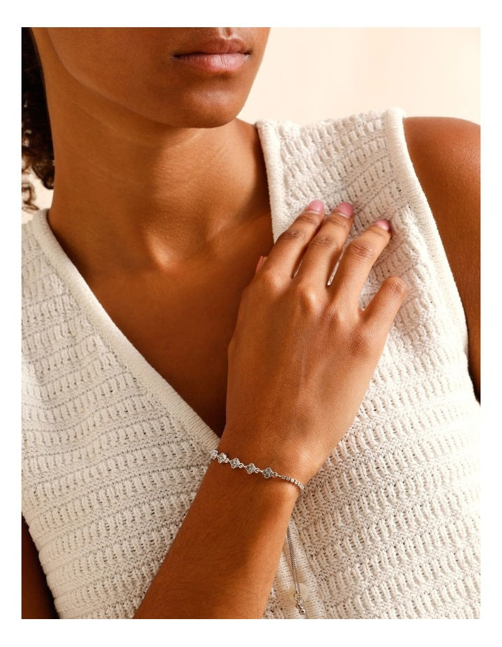 Clover Charms Bracelet in Silver