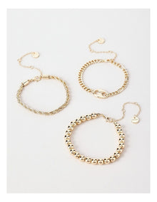 Ball and Chain Bracelets 3 Pack in Gold