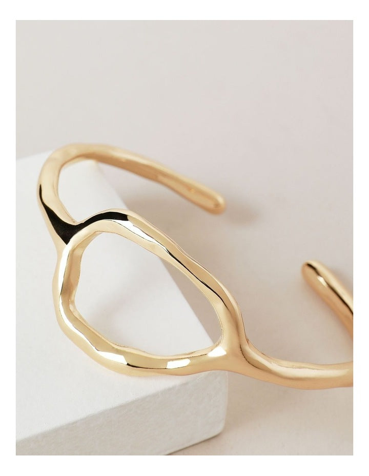 Irregular Cut Out Bangle in Gold