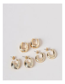 Hoop Earrings 3 Pack in Gold