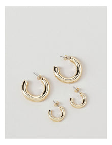 Hollow Hoop Earrings 2 Pack in Gold