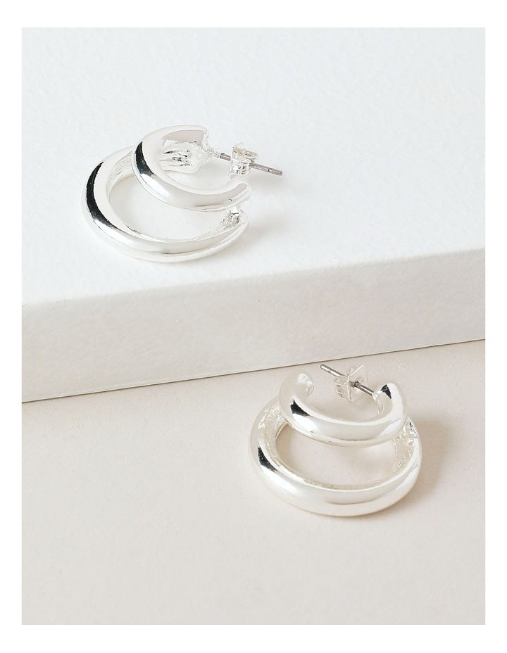 Twins Hoop Earring in Silver