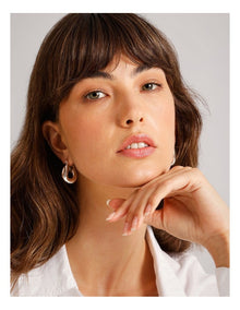 Chain Shape Hoop Earrings in Silver