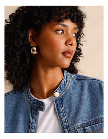 Dust Patterned Large Hoop Earring in Gold