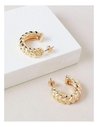 Twist Chunky Hoop Earring in Gold