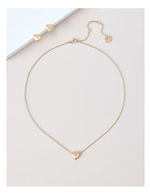 Solid Heart & Earring Necklace Set in Gold