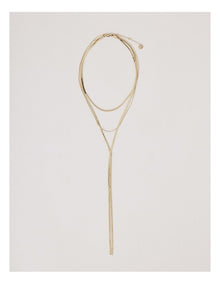 Skinny Long Layer Necklace in Gold