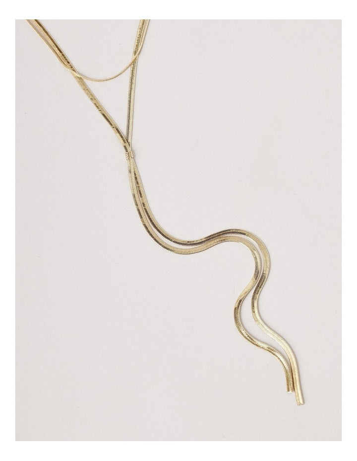 Skinny Long Layer Necklace in Gold