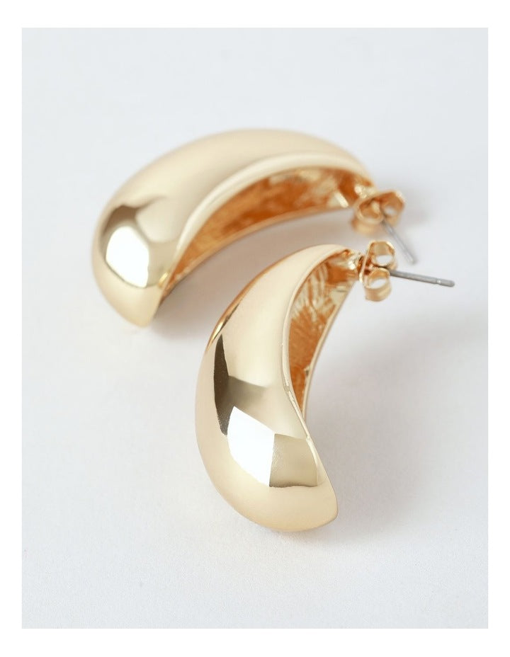 Large Hollow Hoop Earring in Gold