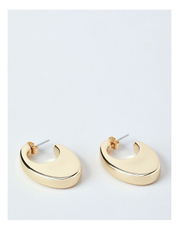 Flat Oval Hoop Earring in Gold
