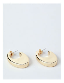 Flat Oval Hoop Earring in Gold