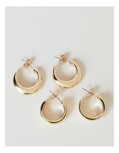 Small Hoop Earrings 2 Pack in Gold